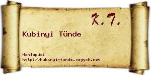 Kubinyi Tünde névjegykártya